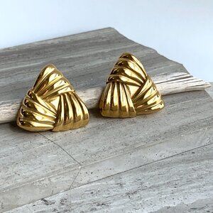 NEW~ Anthropologie Heaven Mayhem Gold "Tri" Triangle Earrings